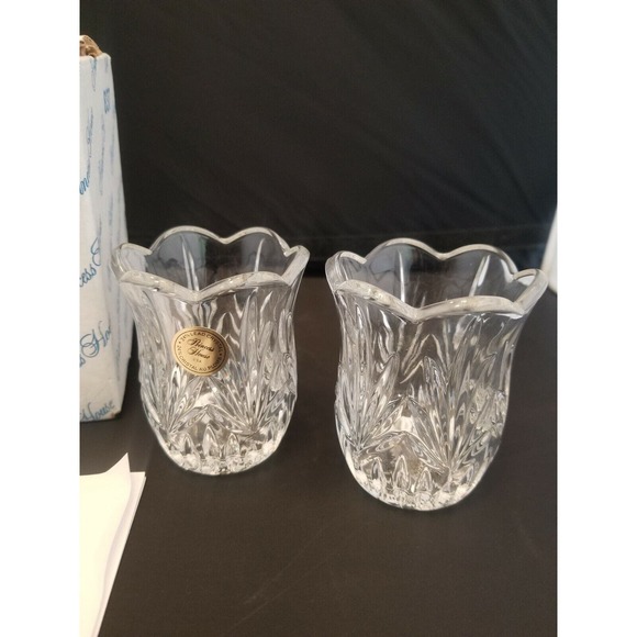 Princess House 837 Two Lead Crystal Votives NIB Retired 1998 - Picture 2 of 8